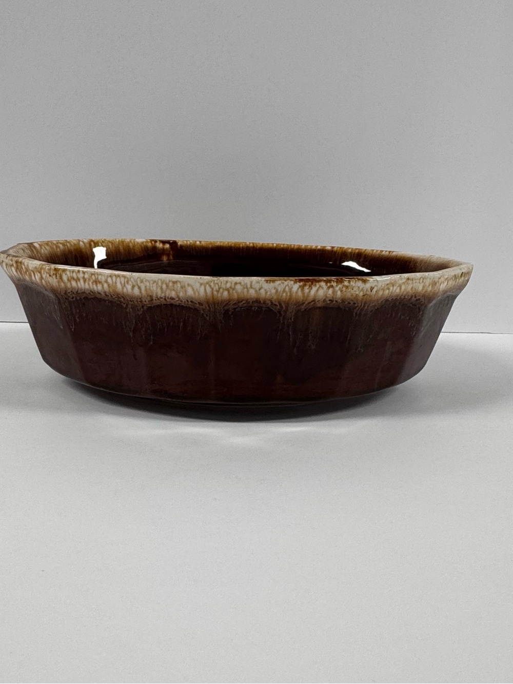 Vintage McCoy Pottery USA Brown Drip Glaze Round Oblong Bowl 7071